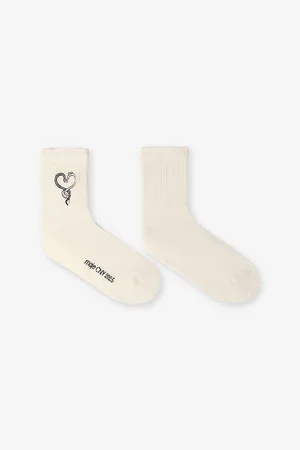 Maje Womens Snake-Embellished Ribbed Cotton-Blend Socks