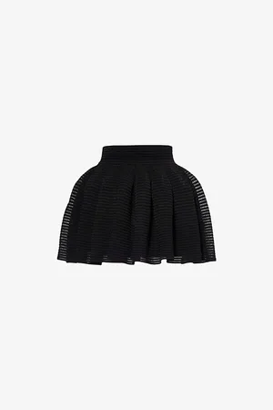 Alaïa Womens Ribbed Skater Open-Knit Mini Skirt