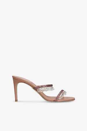 RENE CAOVILLA Womens Chandelier Jewel-Embellished Leather Heeled Mules