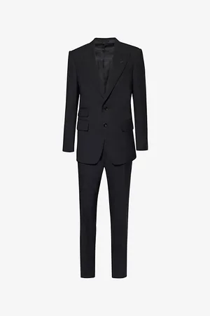 Tom Ford Mens Peak-Lapel Flap-Pocket Regular-Fit Tapered-Leg Wool Suit
