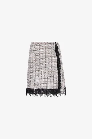 HUISHAN ZHANG Womens Aubrey Bead-Embellished Metallic-Tweed Woven Mini Skirt