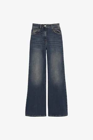 Reiss Womens Bonnie Mid-Rise Flared-Leg Denim Jeans
