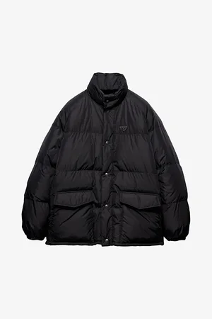 Prada Mens Re-Nylon Logo-Badge Long Down Puffer Jacket