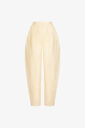 POSSE Womens Rio Barrel-Leg High-Rise Linen Trousers