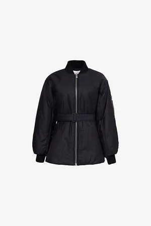 Alaïa Womens Belted Padded Shell Bomber Jacket