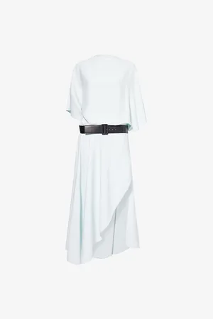 Alaïa Womens Belted Short-Sleeve Woven Midi Dress