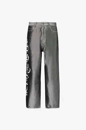 Jaded London Mens Currency XL Colossus Wide-Leg Relaxed-Fit Denim-Blend Jeans