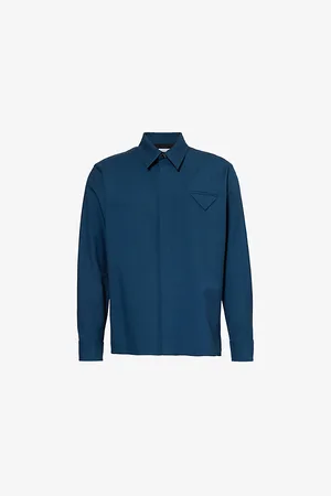 Bottega Veneta Mens Flap-Pocket Long-Sleeves Relaxed-Fit Wool Shirt