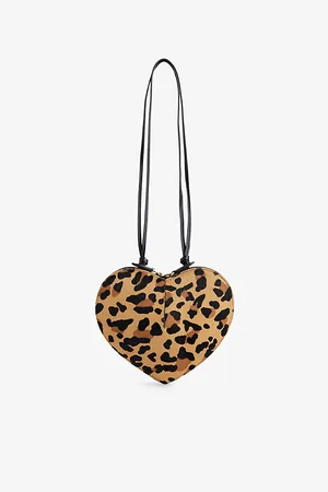 Alaïa Womens Le Coeur Leopard-Pattern Brushed Leather Shoulder Bag