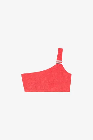 The Kooples Womens x Luz Victoria Asymmetrical Textured Bikini Top