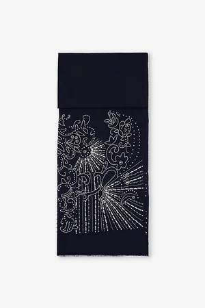 JANAVI INDIA Womens Pearl Art Rhinestone-Embellished Merino Wool Scarf