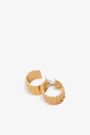 Maje Womens Textured Gold-Tone Brass Hoop Earrings