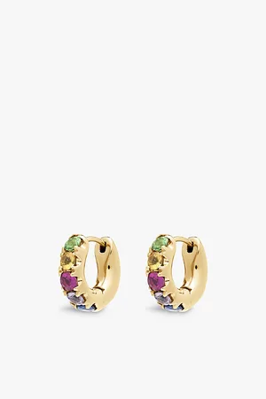 Roxanne First Super Duper 14ct Yellow-Gold and 0.5ct Sapphire Single Hoop Earring