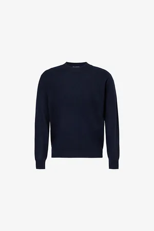 Emporio Armani Mens Brand-Embroidery Crew-Neck Relaxed-Fit Cashmere Jumper