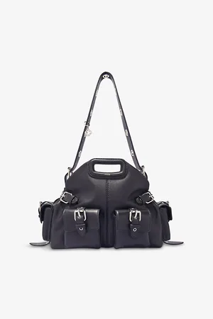 Maje Womens Miss M Pocket-Embellished Leather Shoulder Bag