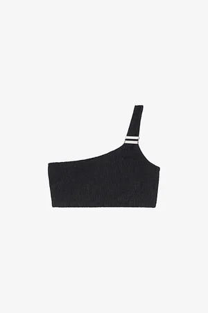 The Kooples Womens x Luz Victoria Asymmetrical Textured Bikini Top