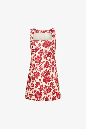 POSSE Womens Alice Floral-Print Linen Mini Dress