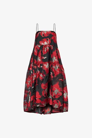 Sister Jane Womens Budapest Floral-Jacquard Camisole Tulle Midi Dress