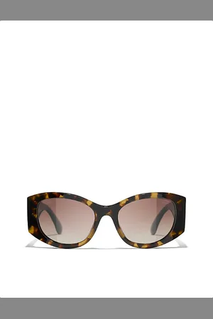 CHANEL Womens Ch5524 Irregular-Frame Tortoiseshell Acetate Sunglasses