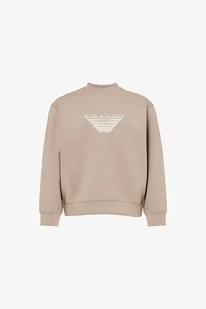 Emporio Armani Mens Brand-Embroidery Crew-Neck Relaxed-Fit Stretch-Cotton Blend Sweatshirt