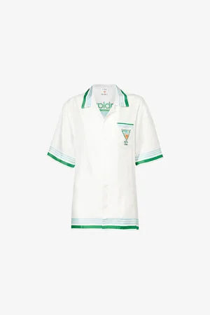 Casablanca Womens Tennis Icon Brand-Print Silk Shirt