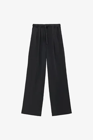 Loewe Womens Straight-Leg Drawstring-Waist Satin Trousers