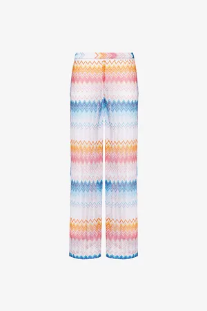 Missoni Womens Shade Wide-Leg Metallic Chevron-Weave Trousers