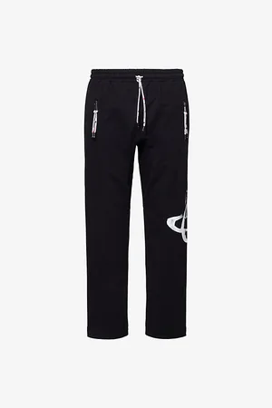 Vivienne Westwood Mens Stencil Orb Graphic-Print Cotton-Jersey Jogging Bottoms