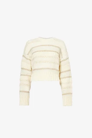 Frame Womens Striped Textured Wool-Blend Jumper