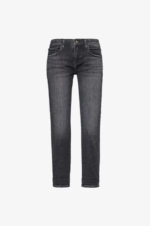 AG Womens Ex Boyfriend Brand-Patch Straight-Leg Low-Rise Stretch-Denim Jeans