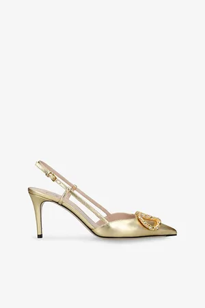 VALENTINO GARAVANI Womens Vlogo 80 Crystal-Embellished Leather Slingback Courts