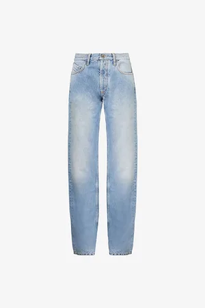 The Attico Womens P25 Brand-Patch Straight-Leg Mid-Rise Denim Jeans