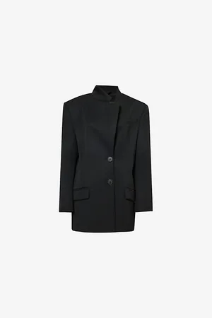 The Attico Womens Single-Breasted Flap-Pockets Relaxed-Fit Wool Blazer