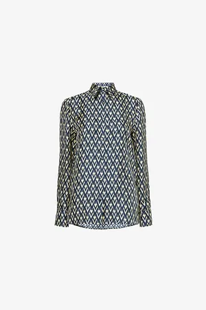 VALENTINO GARAVANI Womens Geometric-Pattern Long-Sleeve Silk Shirt