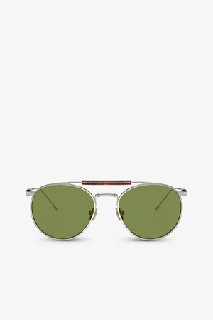 Brunello Cucinelli Womens Bc2004St Sartorial Sunset Round-Frame Yellow Gold-Plated Titanium Sunglasses