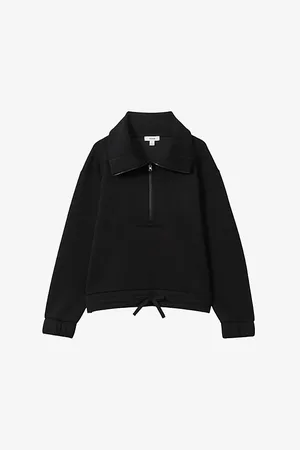 Reiss Womens Laney Half-Zip Relaxed-Fit Stretch-Jersey Sweatshirt