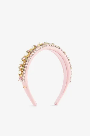 VALENTINO GARAVANI Womens Crystal-Embellished Padded Wool-Silk Blend Headband