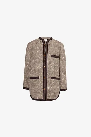 VALENTINO GARAVANI Mens Chevron Branded-Button Wool-Blend Coat