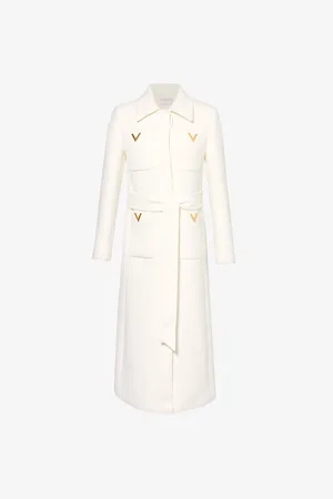 VALENTINO GARAVANI Womens Brand-Hardware Single-Breasted Wool-Blend Long Coat