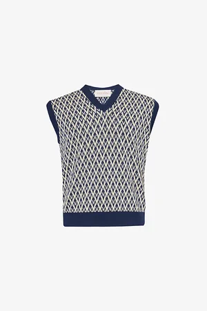 VALENTINO GARAVANI Mens Jacquard Sleeveless Wool-Knit Vest
