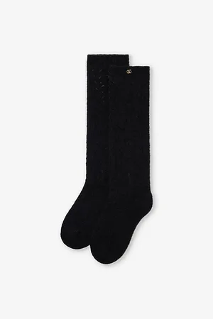VALENTINO GARAVANI Womens Logo-Waistband Mohair-Blend Tights