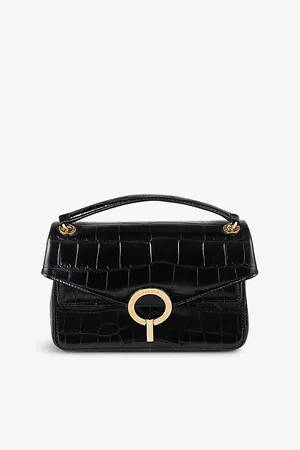Sandro Womens Yza Crocodile-Embossed Leather Shoulder Bag