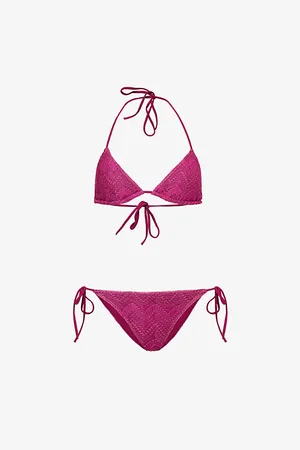 Missoni Womens Zig-Zag Lamé Woven Triangle Bikini Set