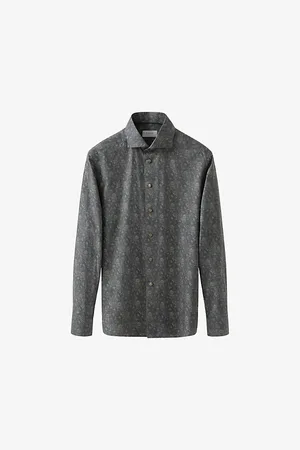 Eton Mens Signature Abstract Slim-Fit Cotton-Twill Shirt