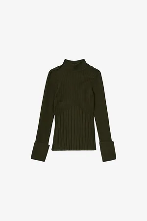 Reiss Womens Vienne Ribbed High-Neck Knitted Top