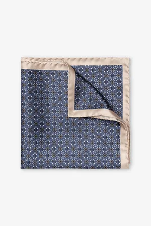 Eton Mens Geometric-Pattern Silk Pocket Square