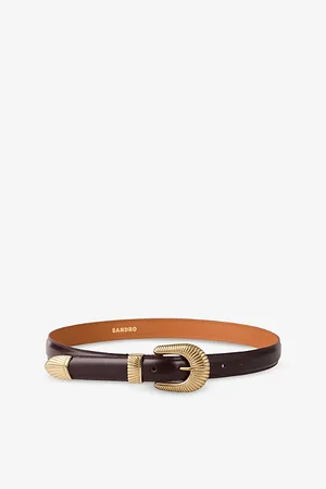 Sandro Womens Eve Metal-Hardware Leather Belt