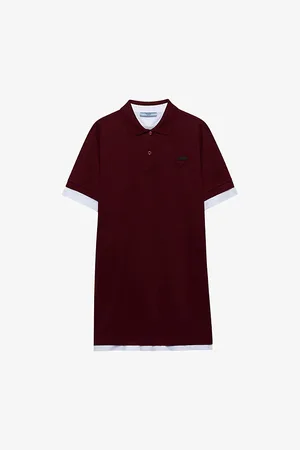 Prada Womens Logo-Patch Short-Sleeve Piqué-Cotton and Jersey Mini Dress
