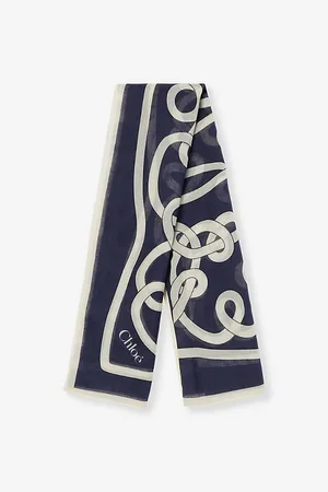 Chloé Womens Branded-Print Cotton and Silk-Blend Scarf