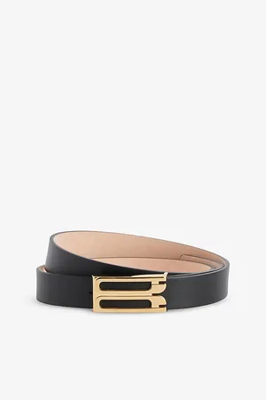 Victoria Beckham Womens Brand-Design-Plaque Leather Belt